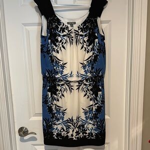 Black and Blue Sheath Dress Sleeveless Scoop Neck